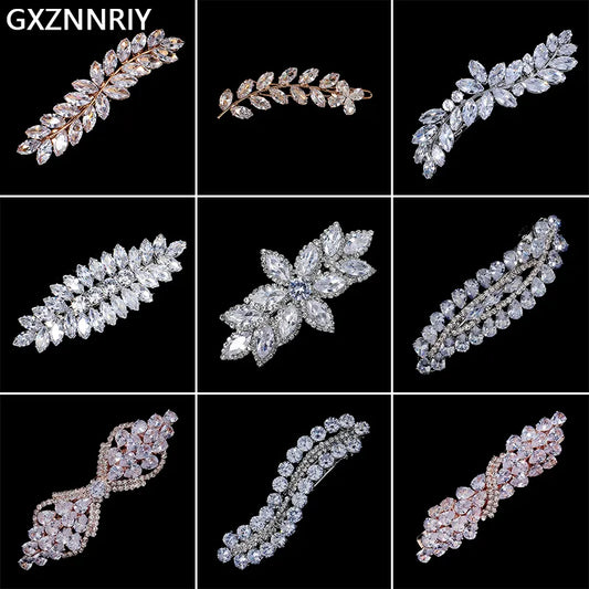 Hair Clips for Women Girls Fashion Cubic Zirconia Bridal Wedding Hair Accessories Jewelry Gift