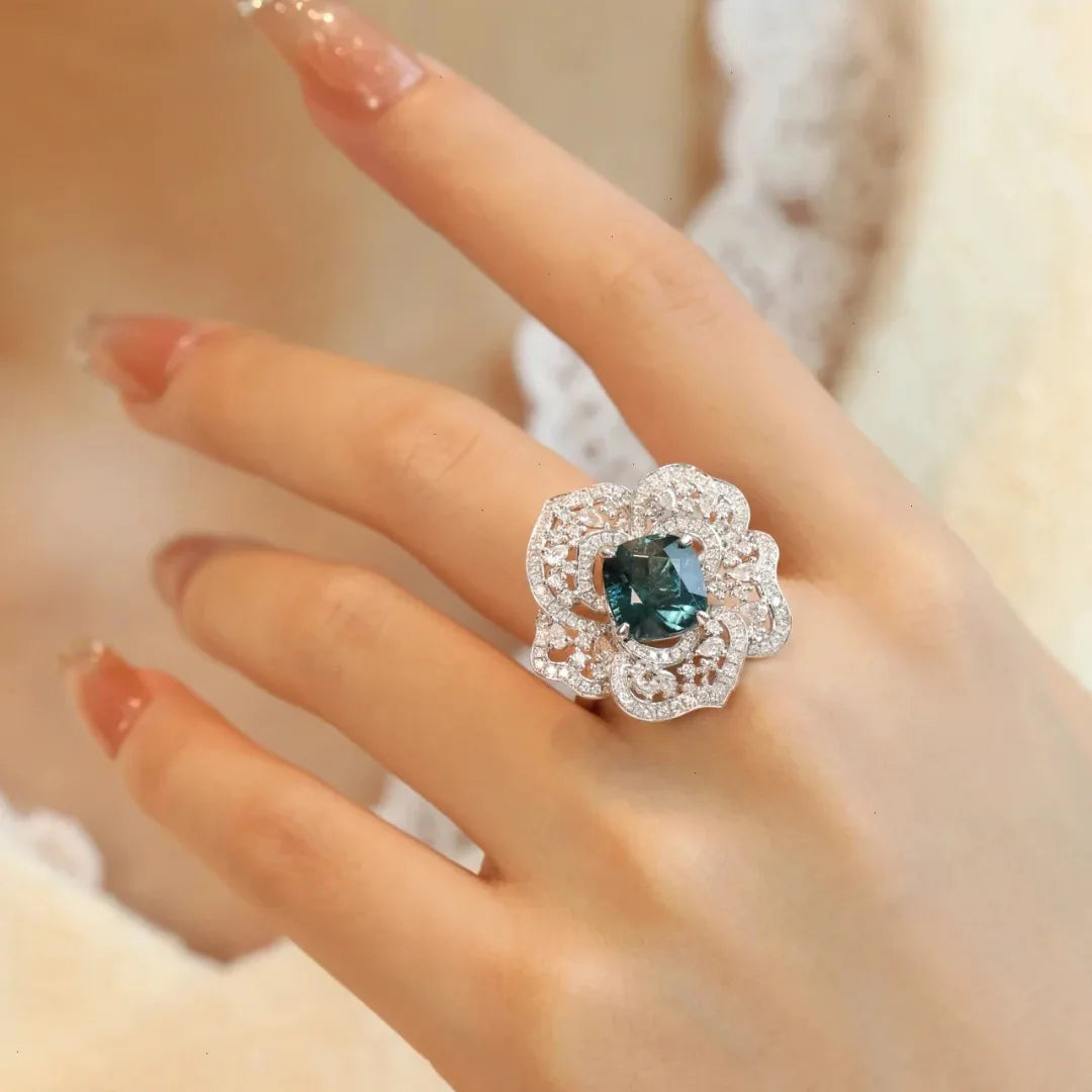 Rings For Women Resizable New Luxury Floral Zircon Finger Rings Wedding Engagement Jewelry Gifts