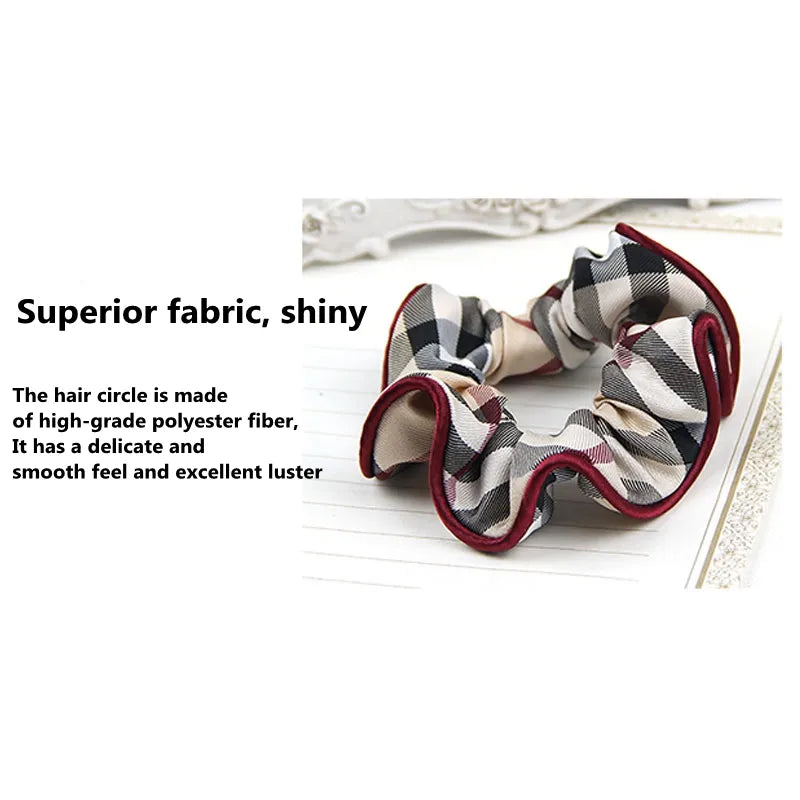 Hair Ties Girls 1-2Pcs/set Woman Fashion Plaid Large Ponytail Holders Scrunchie Hair Accessories