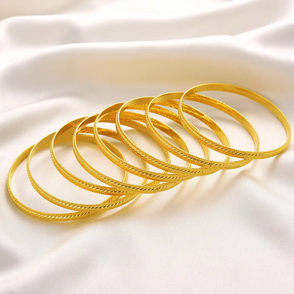 Bangles for Women 68mm 24K Dubai Gold Trendy Fashion Wedding Bridal Jewelry Gifts