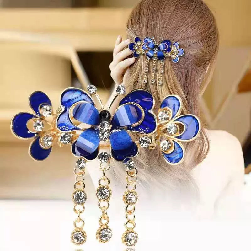 Hair Clips Women Girls Brand New Fashion Cute Double Butterfly  Rhinestone Ponytail Hair Clips Bridal Hair Accessories