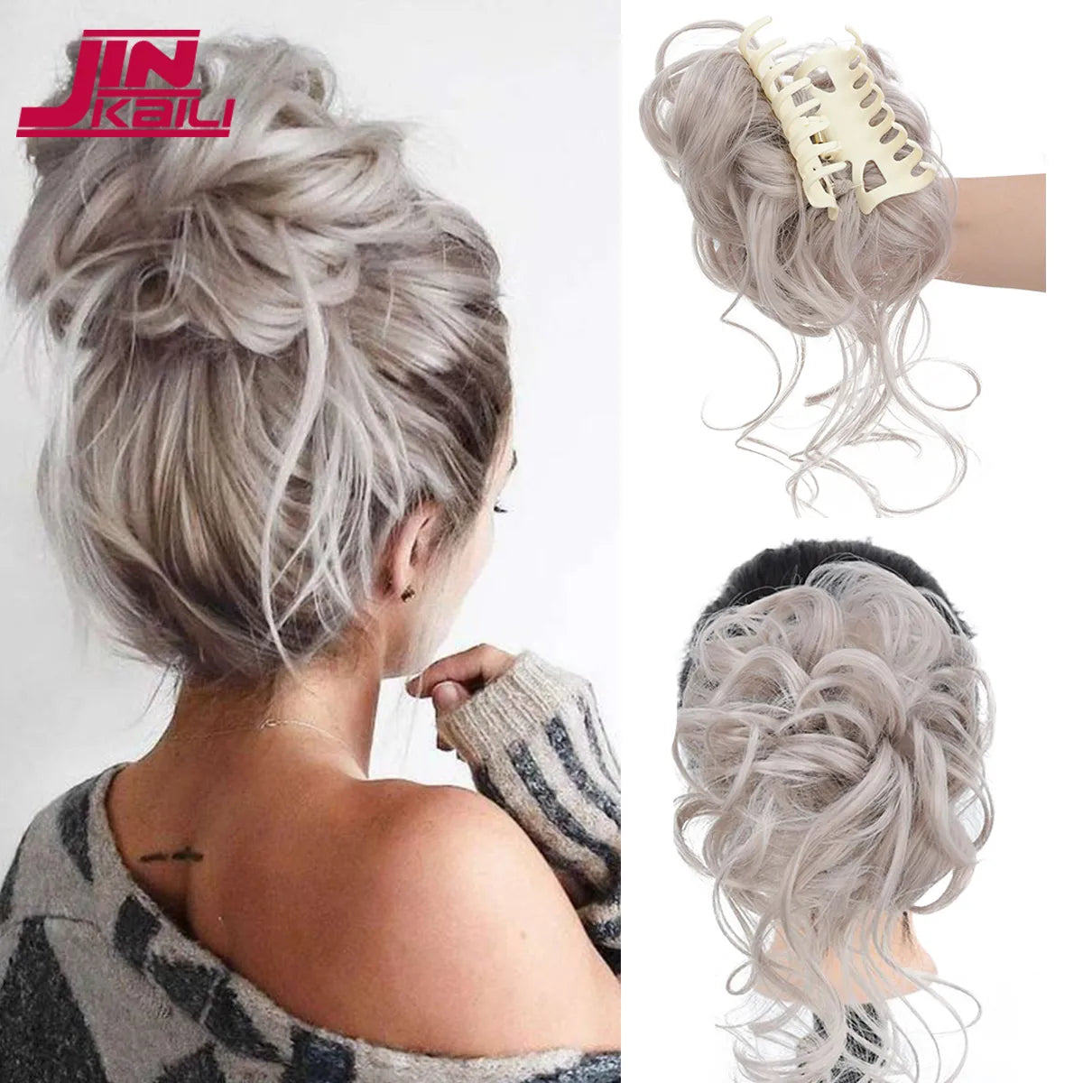 Hairpiece Accessories Claw Clip Synthetic Hair Bun Messy Scrunchies Chignon Curly Fake Hair for Women