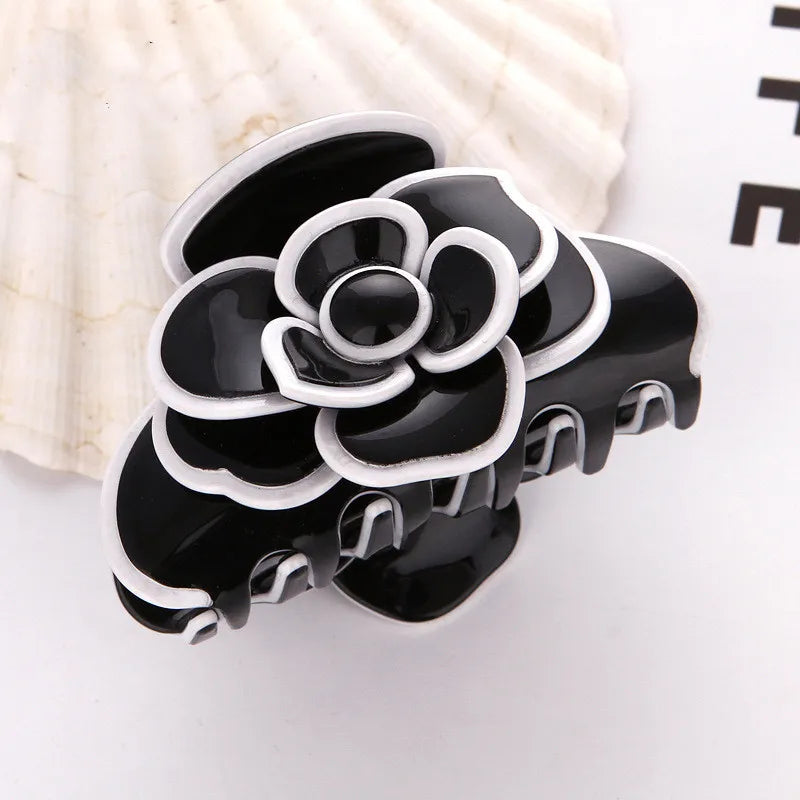 Hair Claw Clip Clamp for Women Girl Acetate Camellia Flower Handmade French Fashion Hair Accessories