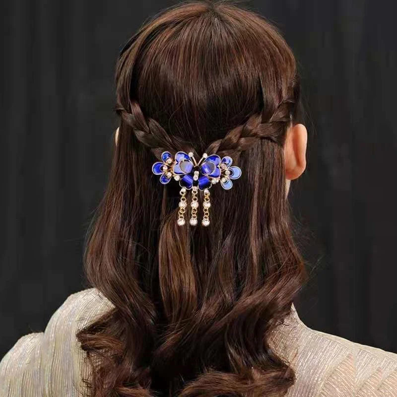 Hair Clips Women Girls Brand New Fashion Cute Double Butterfly  Rhinestone Ponytail Hair Clips Bridal Hair Accessories