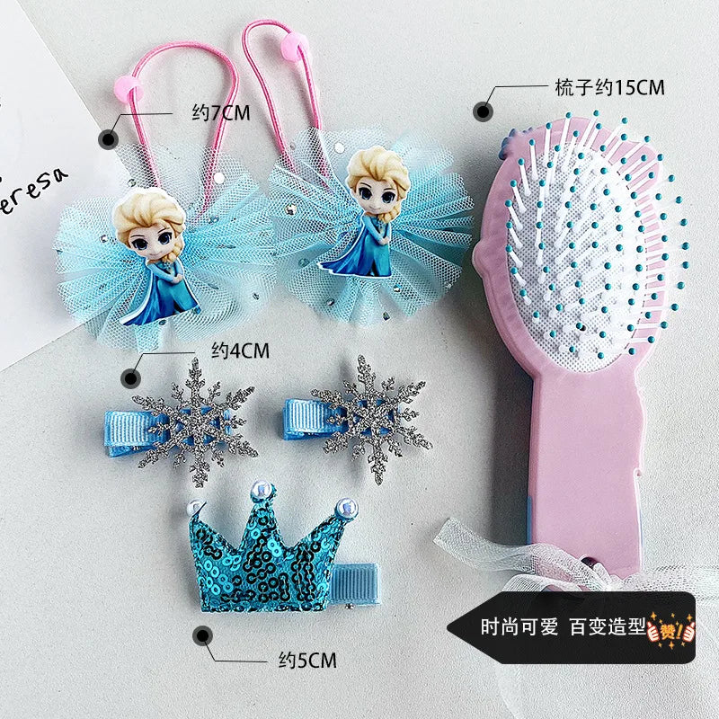 Hairpin Girls 2023 New Disney Frozen Princess Aisha Hairpin Comb Cartoon Cute Headband Accessories Sets