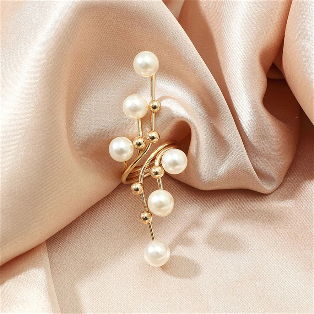 Ring Oversize Multi Artificial Pearl Irregular Twined Geometric Open Finger for Women Girls