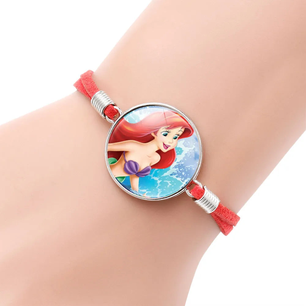 Bracelet Girl Disney Cartoon Figures Elsa Anna Frozen Snow White Cinderella Anime Jewelry Accessories Birthday Gift