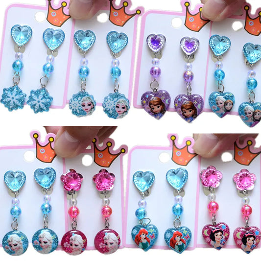 Ear Clips Girls Frozen Princess Elsa Anna Disney Princess Cute Pendant