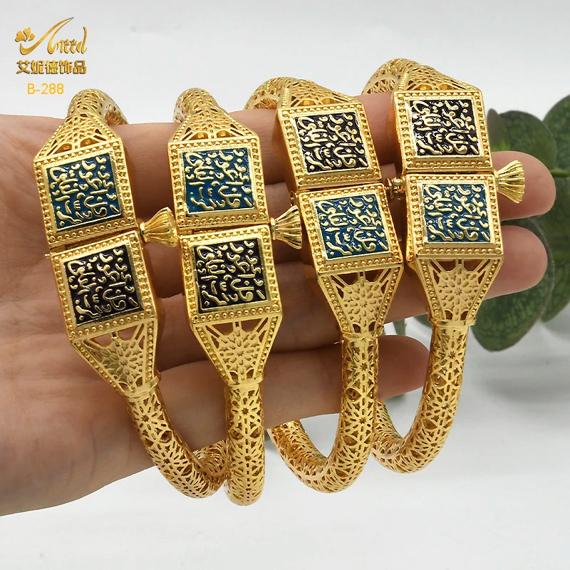 Bangles  24K Gold Plated For Women Indian Bangles With Screw Button Luxury Wedding Gifts