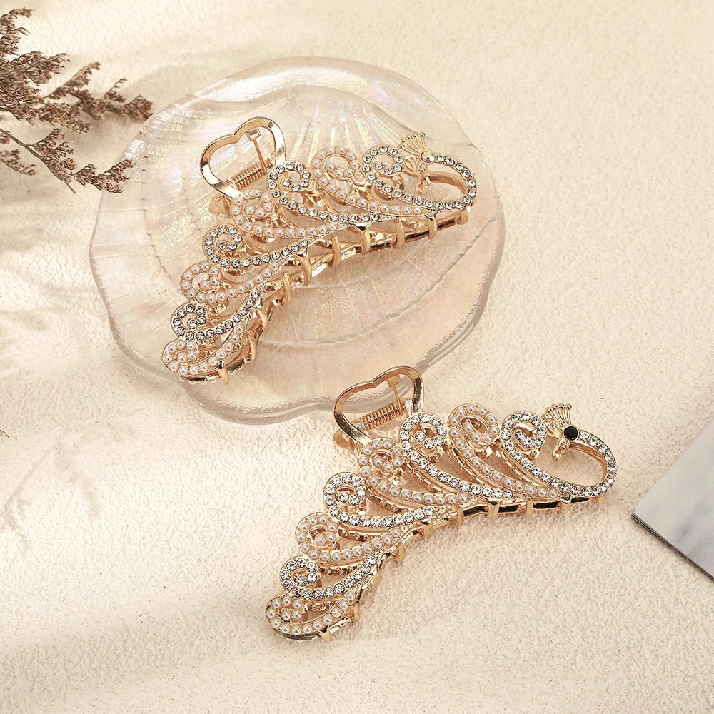 Hair Claw Vintage Hair Clips For Women 2023 New Elegant Gold Hollow Geometric Metal Hair Crab Hair Accessories