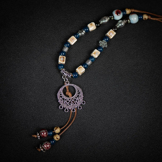 Necklace For Women Handmade Vintage Boho Ceramic Pendant Ethnic Style Jewelry Gift