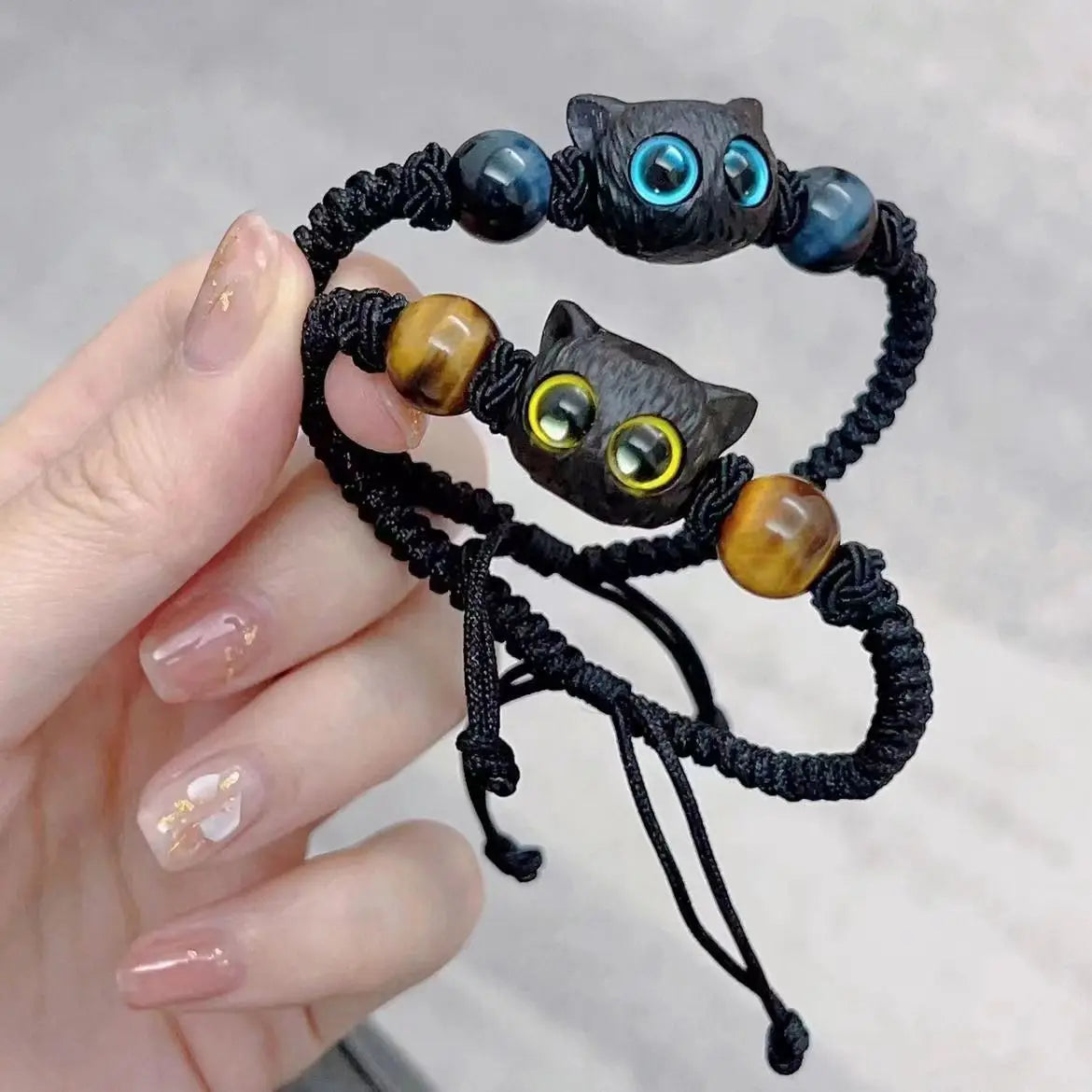 Bracelet Adjustable for Girls Cute Black Cat Rope Braided Couple Bracelet Handmade Trendy Jewelry