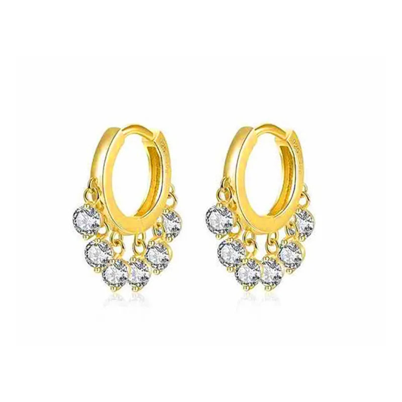 Earring for Women Colorful Cubic Zircon Tassel Hoop Dainty Gold Color Earrings Jewelry