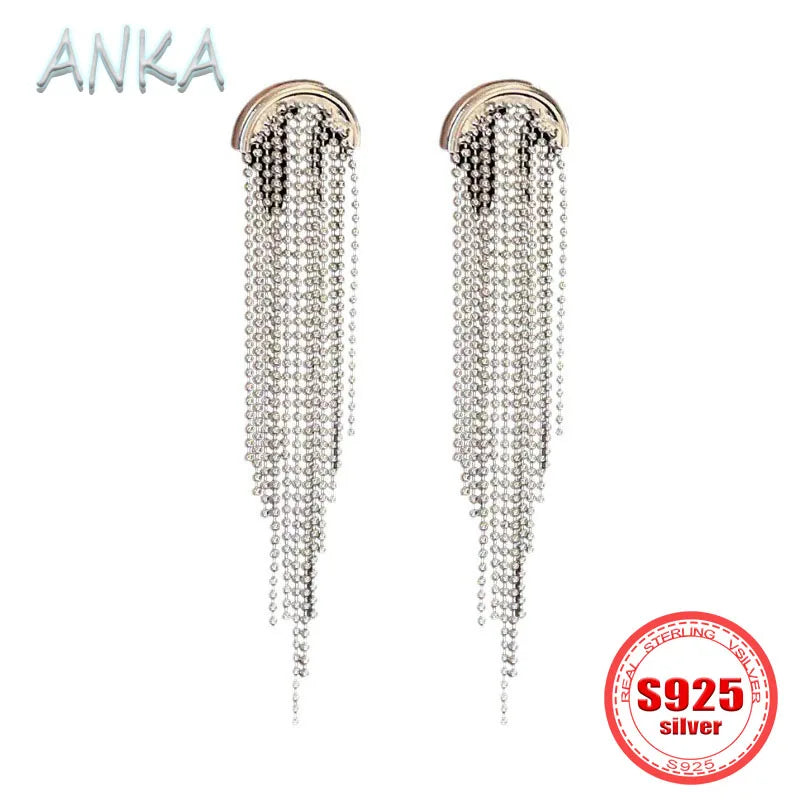 Earrings Long Tassel NEW S925 sterling silver temperament luxury high-end versatile women's earrings