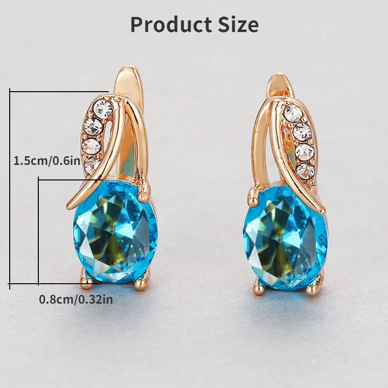 Earring studs New for Women Luxury Oval Shaped Zircon 12 Colors Crystal  Jewelry Gifts