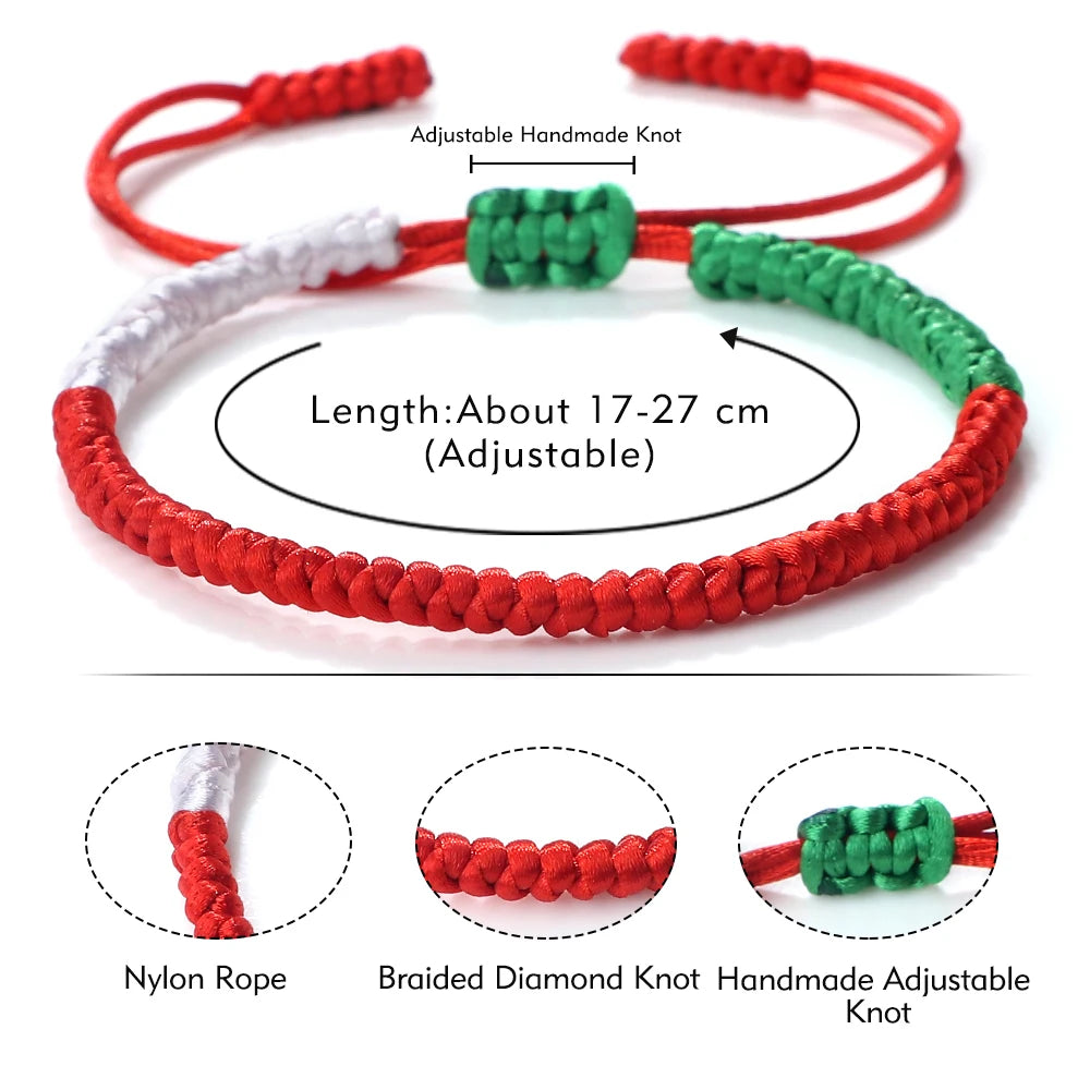 Bracelet Braid Girls Women Men Middle East Country Flags Color Patriot Gift jewelry