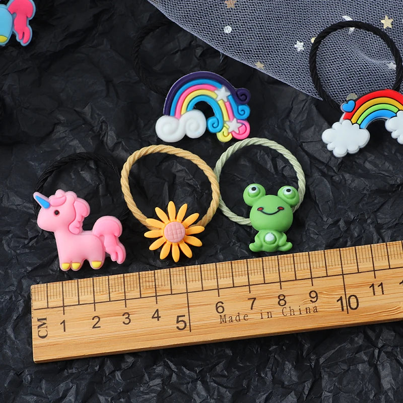 Hair bands 10PCS/Set Cute Cartoon Elastic Rubber Girls