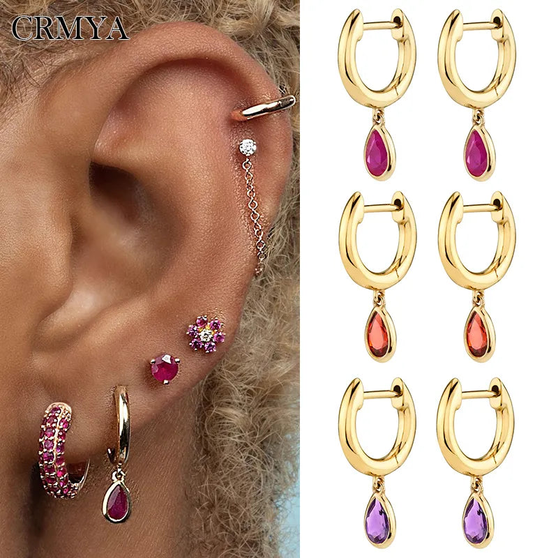 Earrings For Women Gold Silver Filled Dangle Luxury Color CZ Zircon Piercing Women's Drop Earrings