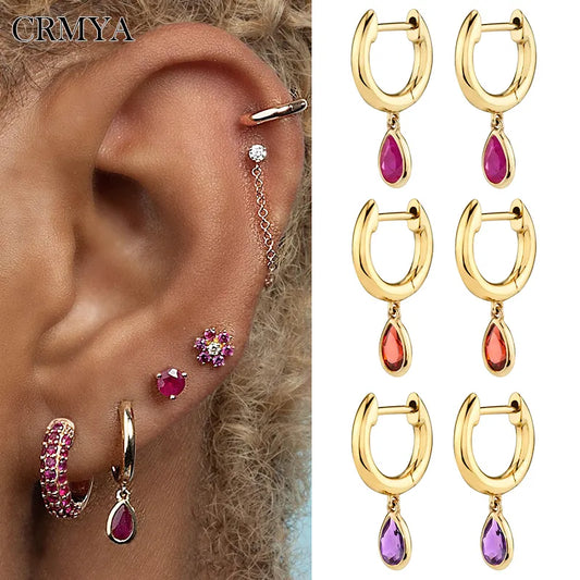 Earrings For Women Gold Silver Filled Dangle Luxury Color CZ Zircon Piercing Women's Drop Earrings