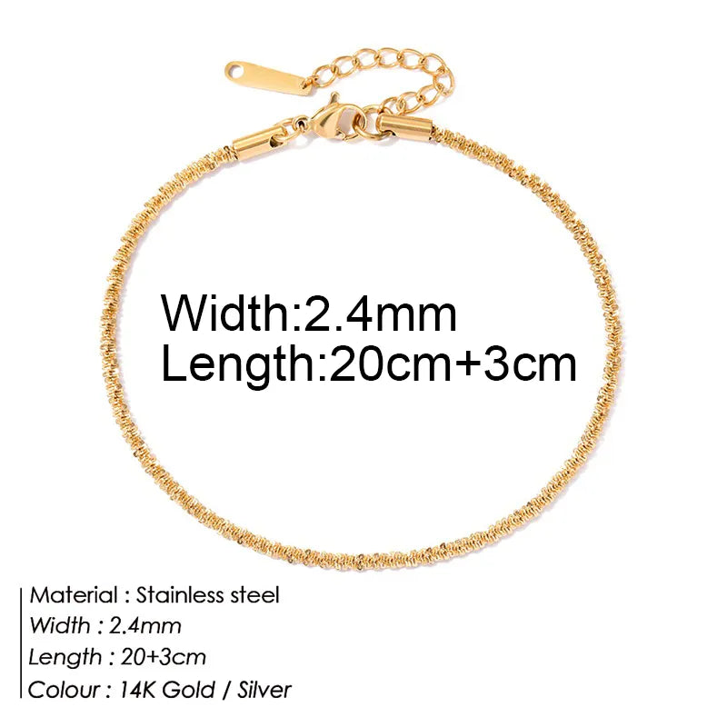 Anklet For Women Girls 316 l stainless steel  women chain anklet jewelry Shiny Chains Friendship Beach Foot Jewelry Leg Bracelet