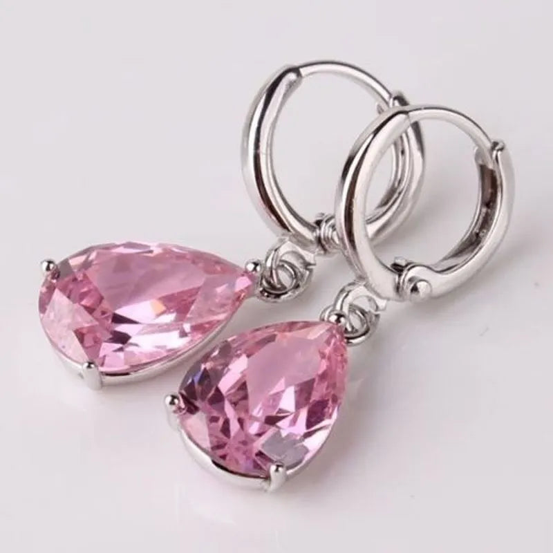 Earrings Trendy Versatile For Ladies Elegant Temperament Cubic Zircon Crystal Water Drop Design Birthday Gift Party Jewelry