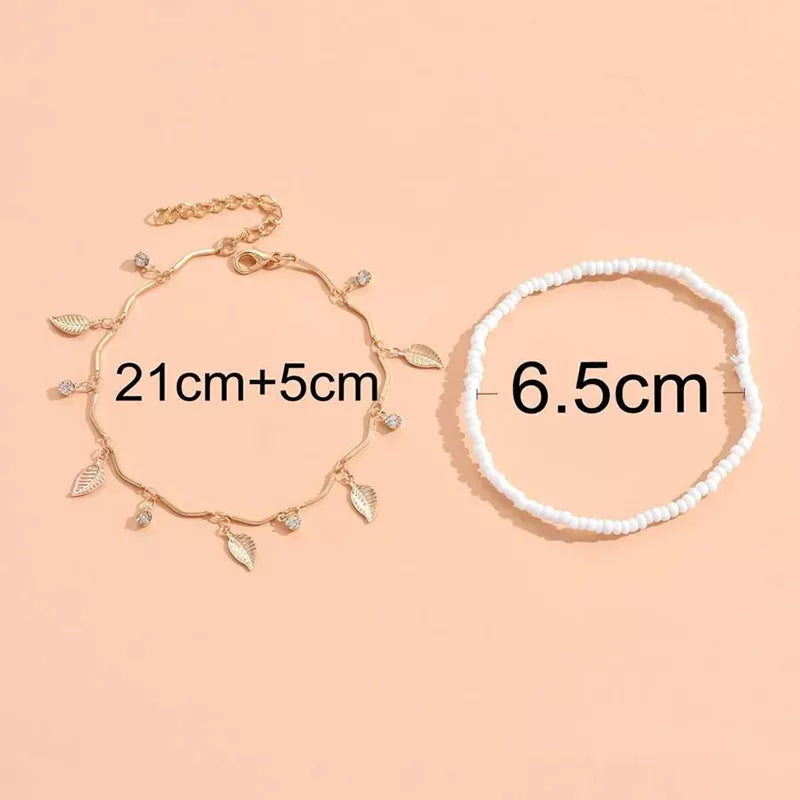 Anklet Boho Foot Chain Tassel Star Crystal Pendant Charms