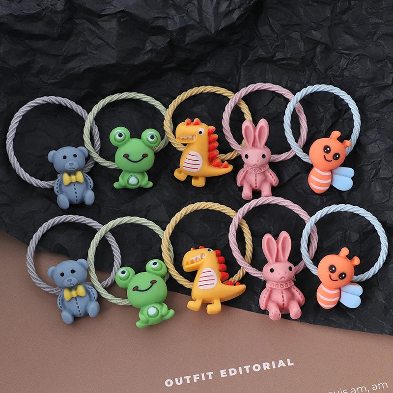 Hair bands 10PCS/Set Cute Cartoon Elastic Rubber Girls