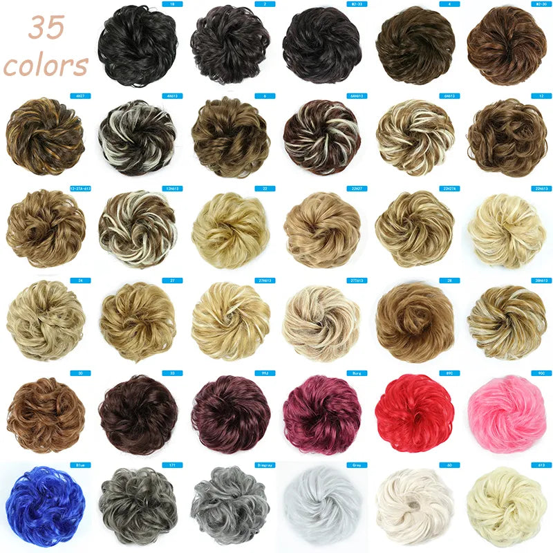 Hair Bun Synthetic Messy Bun Chignon Pad Elastic Hair Rope Donut Gary Brown Color Hair Extensions