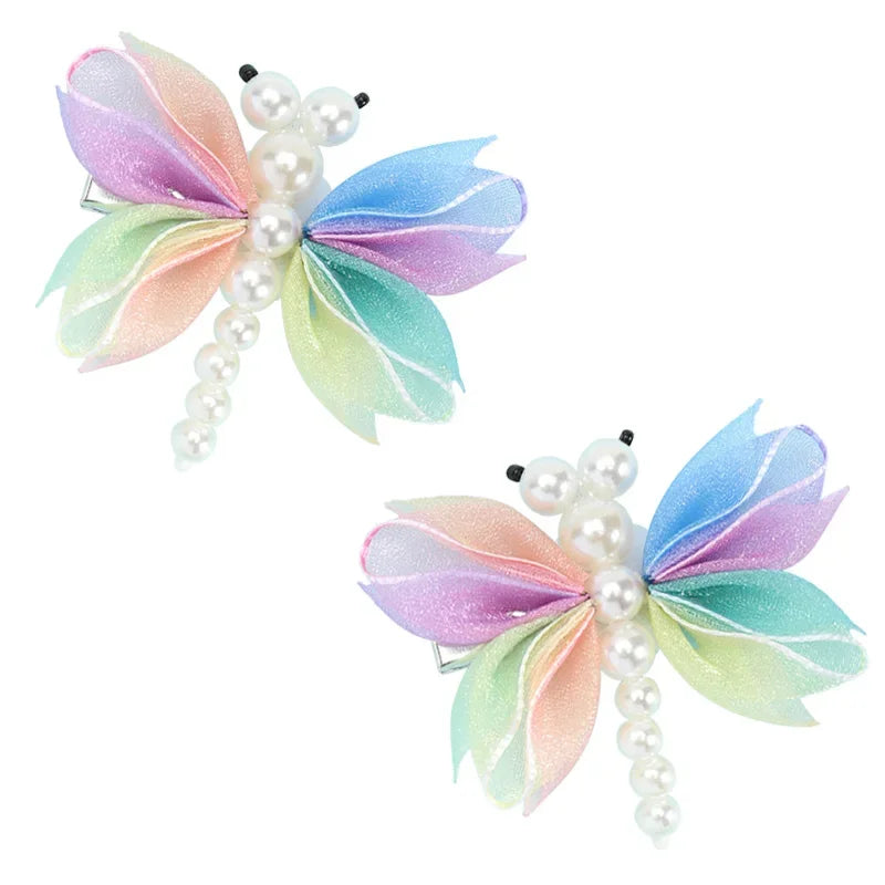 Hair Clips For Girls 2Pcs Cute Pearl Butterfly Hairpins Barrette Hair Ornament Clip