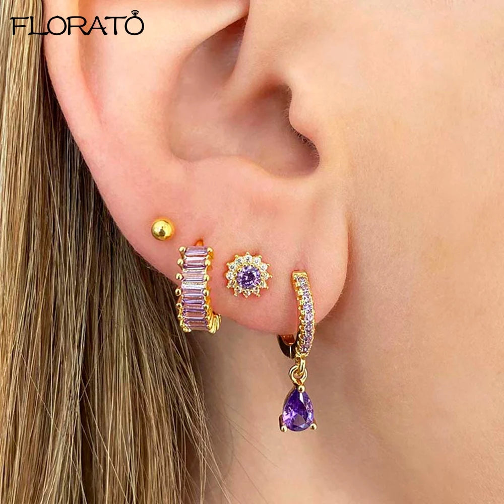 Earrings for Women Girls 13mm 925 Sterling Silver Needle Zircon Crystal Huggies Gold Earrings Hoop Trend Piercing Jewelry Gifts