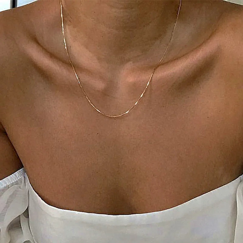 Necklaces Women Neck Chain Gold Color Choker Thin Chain On The Neck Minimalist Pendant Jewelry Snake Chocker Collar Girl