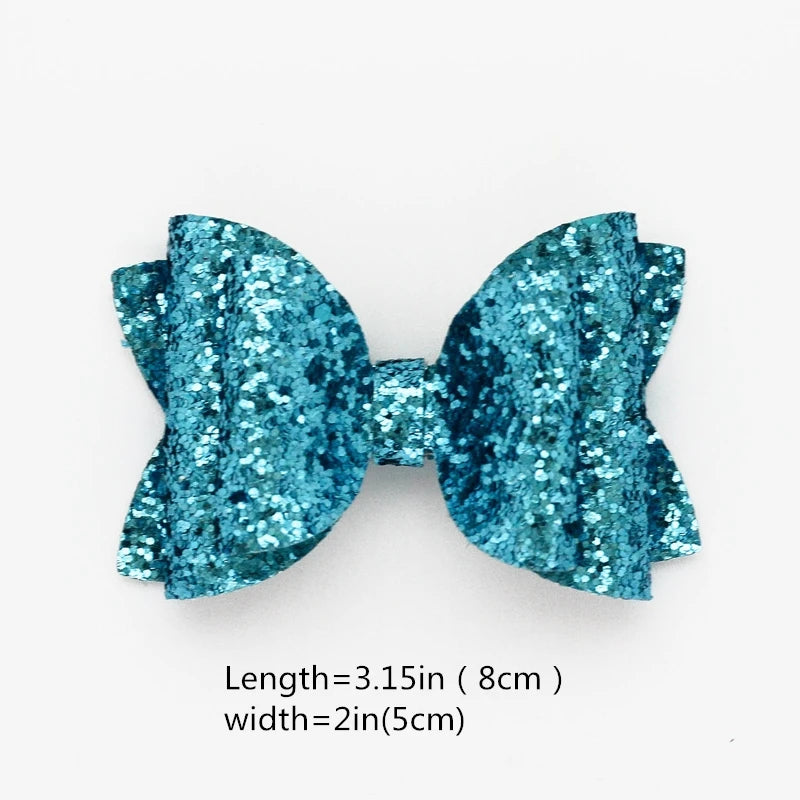 Hair Bows with Clips 2PCS 3in Sequins Shiny Glittery Barrettes