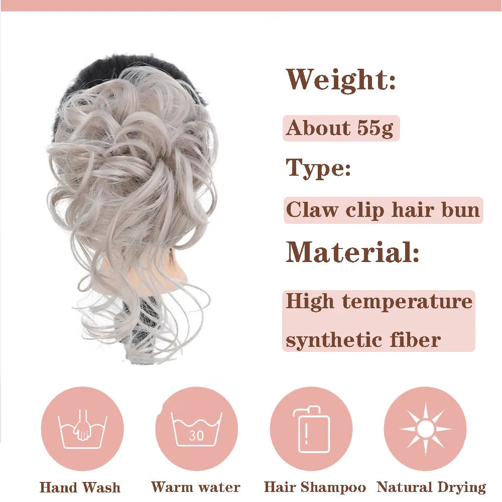 Hairpiece Accessories Claw Clip Synthetic Hair Bun Messy Scrunchies Chignon Curly Fake Hair for Women