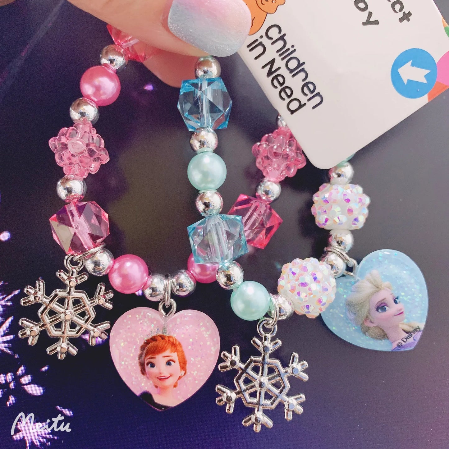 Bracelet Girls Animated Disney Frozen Princess Anna Elsa Dolls Bead Chain Set Wrist Chain Gifts