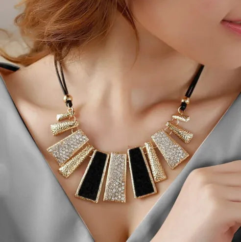 Necklace For Women Designer Vintage Geometric Gold & Black Statement Party Gift Jewelry