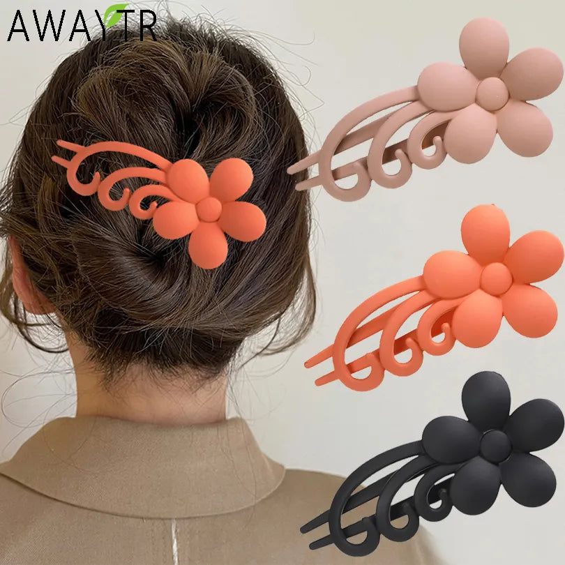 Hair Claw Clip for Women Girls 11cm Large Frosted Flower Barrette Crab Hair Claws Ponytail Headwear Accessories