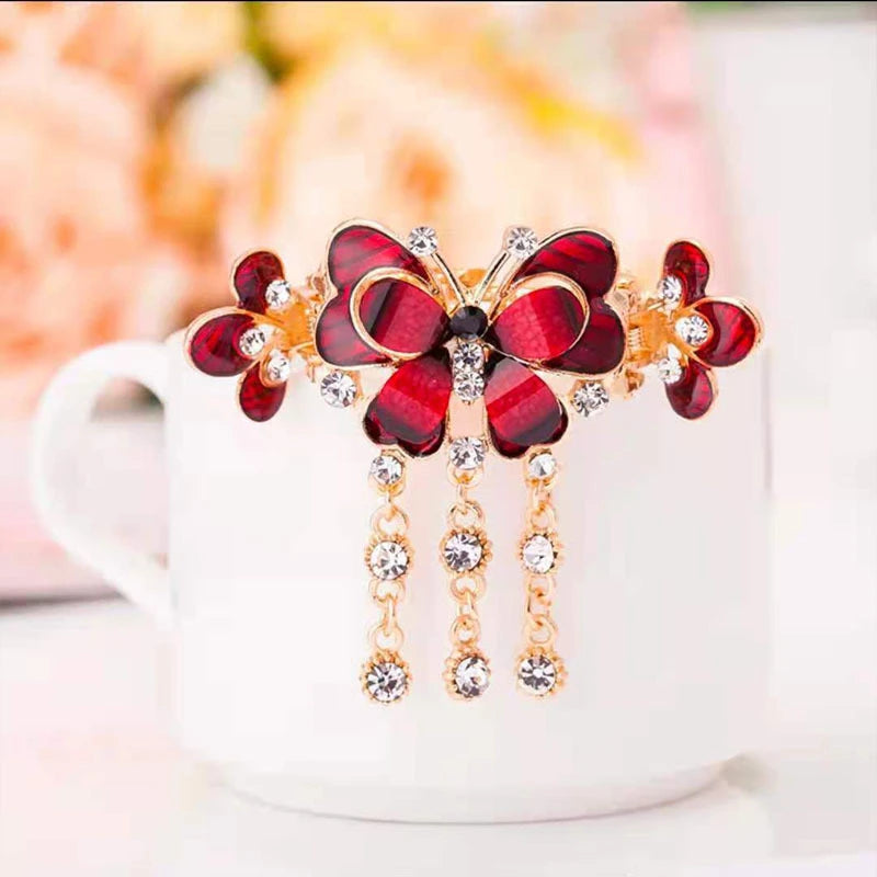 Hair Clips Women Girls Brand New Fashion Cute Double Butterfly  Rhinestone Ponytail Hair Clips Bridal Hair Accessories