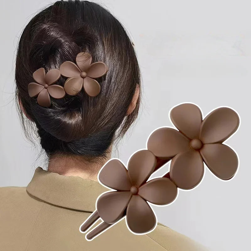 Hair Clips Women Fashion Flower Coiled Bun Hairpin Large Duckbill Clip Ponytail Hair Accessories