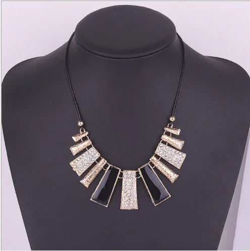 Necklace For Women Designer Vintage Geometric Gold & Black Statement Party Gift Jewelry