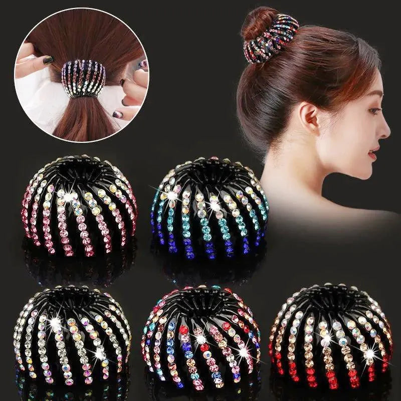 Hair Claws women Fashion Crystal Rhinestone Bun Clips Bird Nest Expanding Hair Accessories