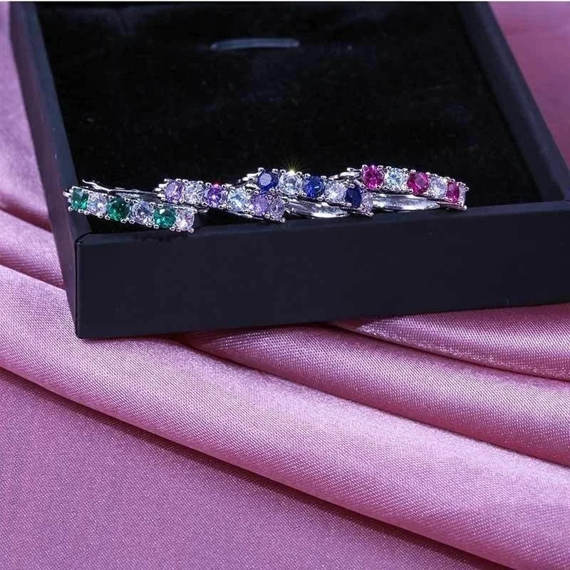 Earrings for Women New Hoop Design Fashion Classic Creative Colorful Zircon Blue CZ Party Jewelry Gifts