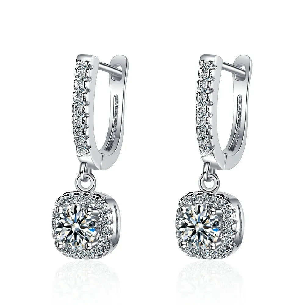 Earring for Women 2CT Moissanite Huggies Hoop  Lab Created Diamond 925 Sterling Silver Dainty Dangle Earrings Fine Jewelry