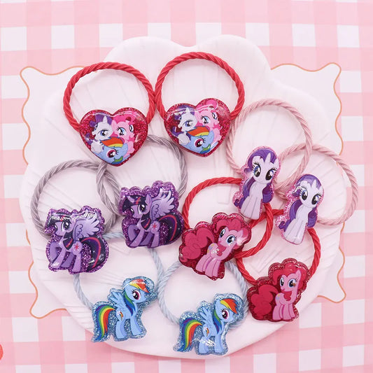 Hairband 2Pcs Cartoon Rainbow Unicorn Animal Rubber Band