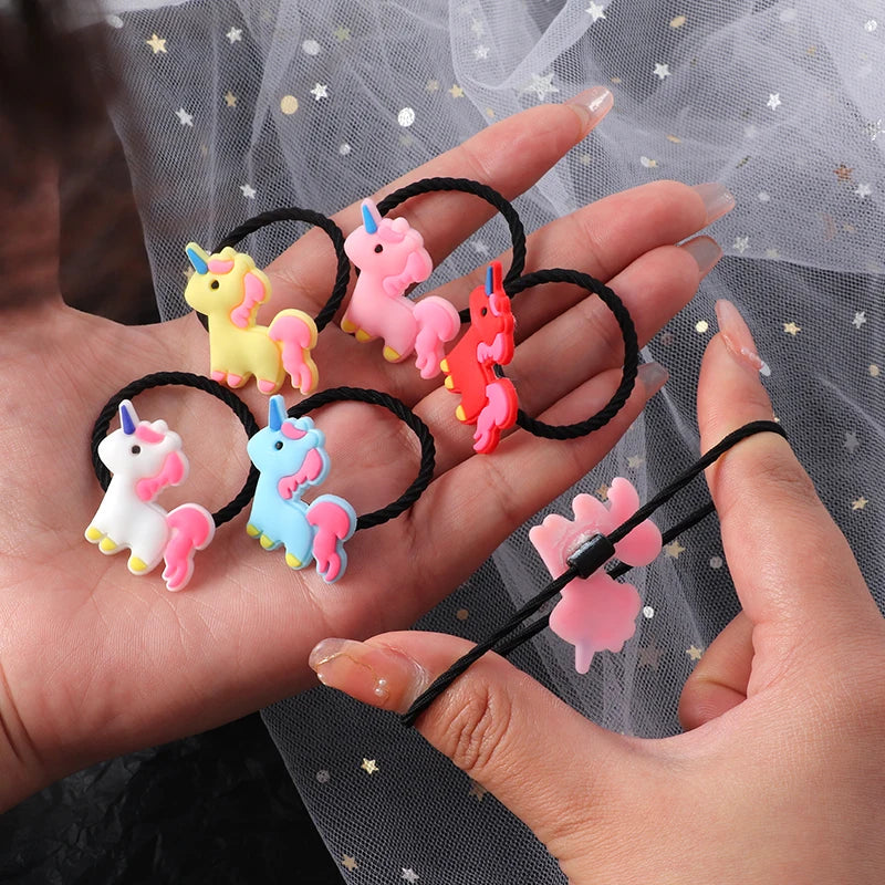 Hair bands 10PCS/Set Cute Cartoon Elastic Rubber Girls