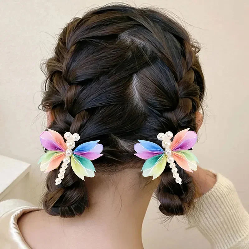 Hair Clips For Girls 2Pcs Cute Pearl Butterfly Hairpins Barrette Hair Ornament Clip