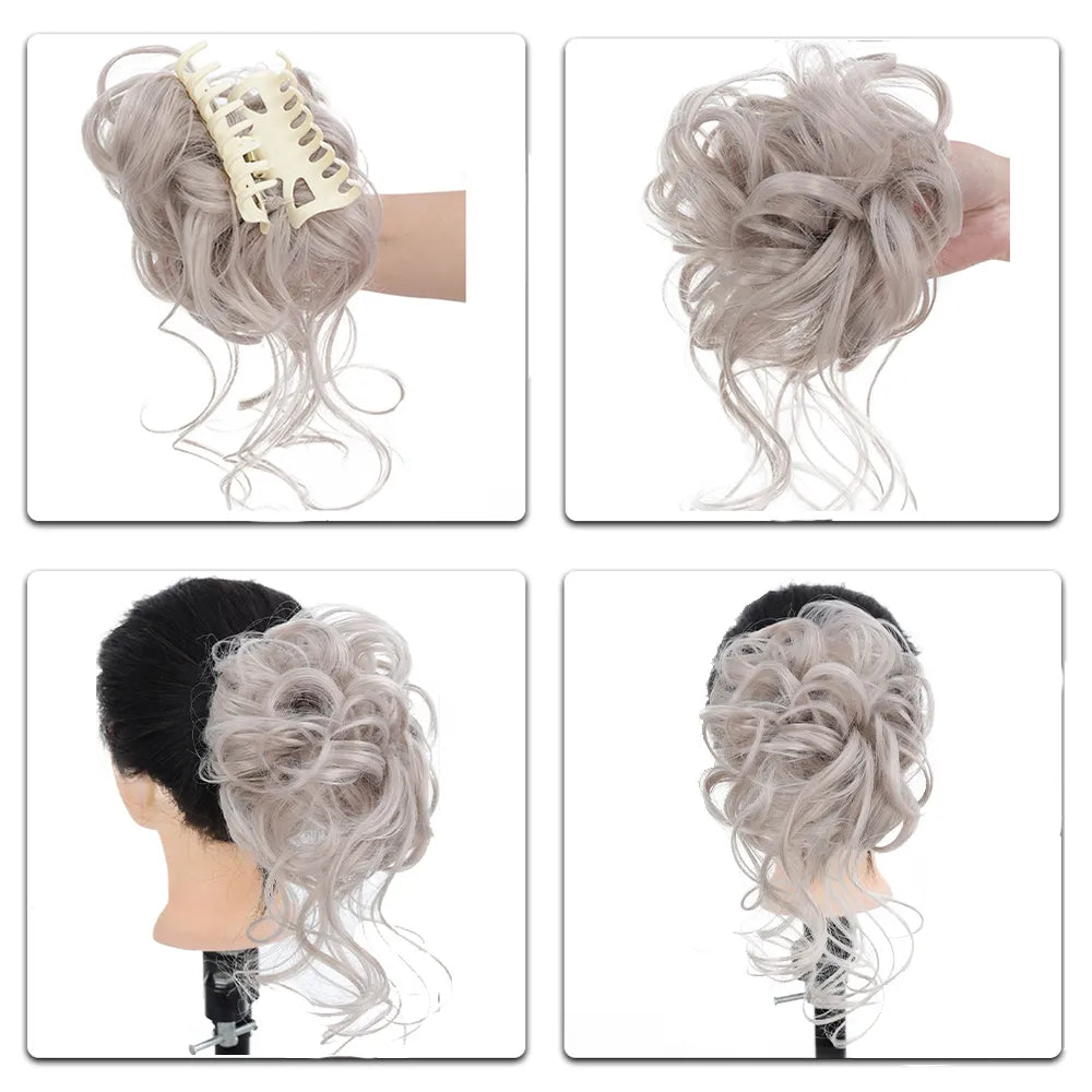 Hairpiece Accessories Claw Clip Synthetic Hair Bun Messy Scrunchies Chignon Curly Fake Hair for Women