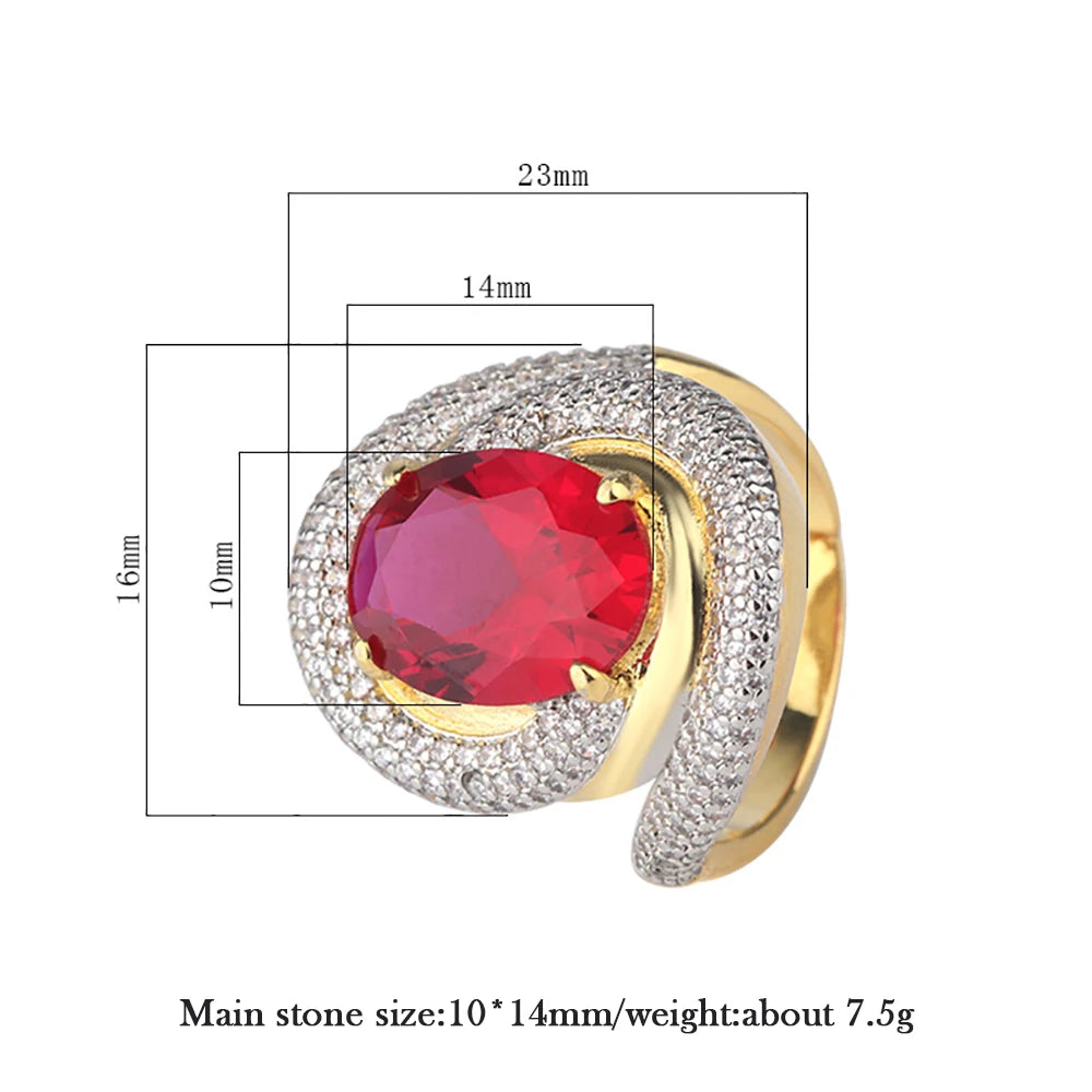 Ring Women Resizable 10*14mm Ruby Emerald Amethyst Wedding Bands Vintage Gemstone