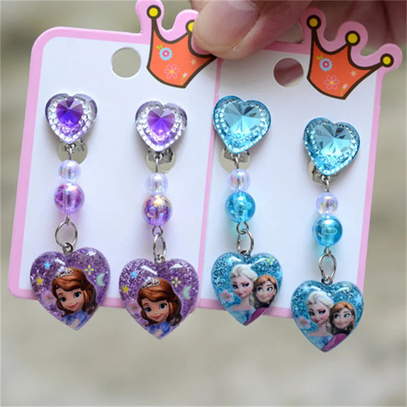 Ear Clips Girls Frozen Princess Elsa Anna Disney Princess Cute Pendant