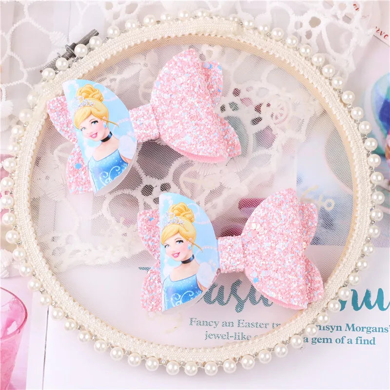 Headband Hairpins 1Pcs Disney Frozen Princess Aisha Printed bow for Girls Hair Accessories Gift