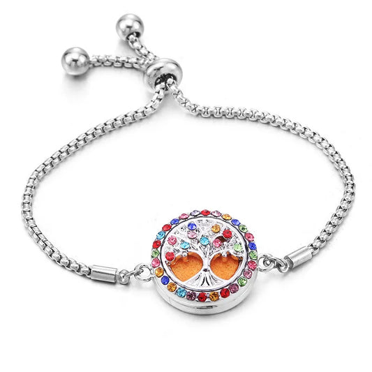 Bracelet Adjustable Color Zircon Tree of Life Aromatherapy Essential Oil Diffuser Perfume Locket Bracelet Women Jewelry